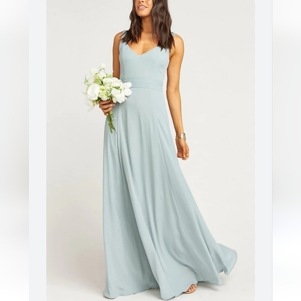 Show Me Your Mumu Jenn Maxi Dress Silver Sage Crisp NWT - Picture 3 of 11